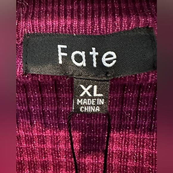 FATE | Purple Ombre Sweater Metallic Knit Waffle Texture Fitted NWT | Size XL - Picture 6 of 9